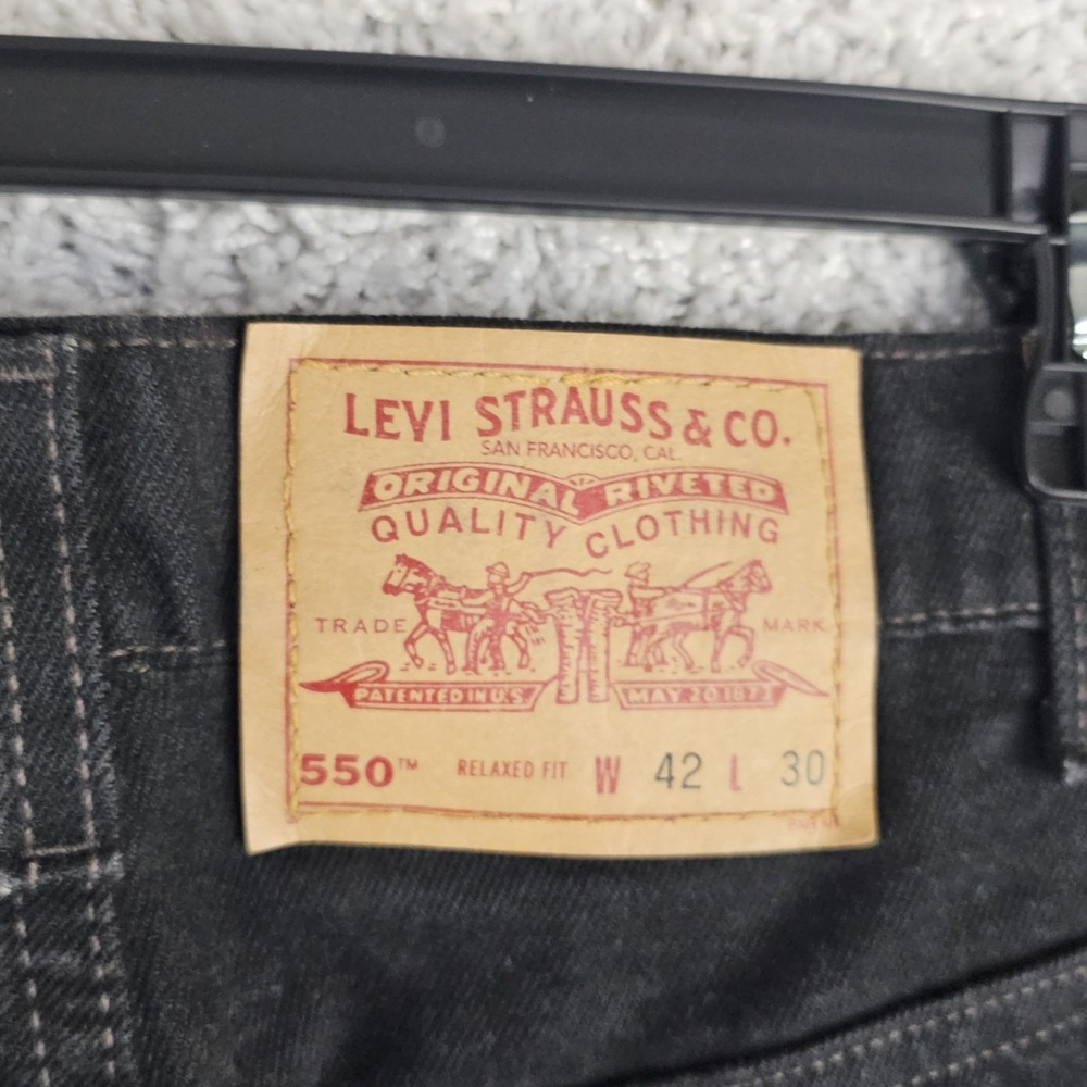 Vintage Levis 550 Jeans Men's 42x30 Black Relaxed Fit Western Y2K 90s Cowboy - Picture 5 of 8
